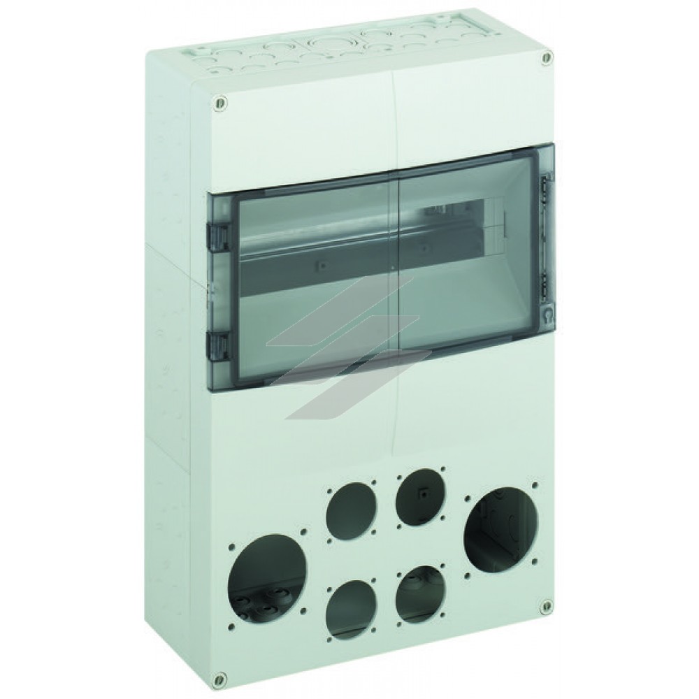 Розподільчий щит AKi 14-2L на 14 модулів і місцями під розетки 4х Schuko, 2хCEE (5х32A), (300х450х142мм), IP44, з PE/N-клемою, Spelsberg